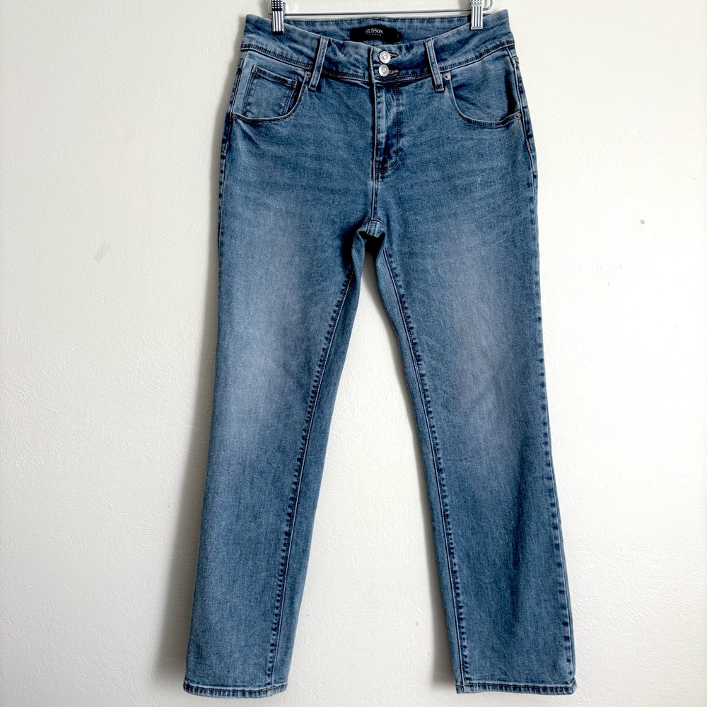 Hudson Jeans Los Angeles Preppy Medium Blue Faded Wash Sz 6 Inseam 28”